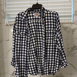 Old Navy Blue and White Plaid Shirt